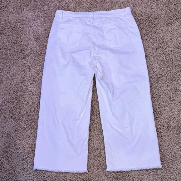 Eileen Fisher Organic Cotton Wide-Leg Cropped White Jeans size XL - Picture 5 of 15